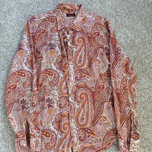 Zara men's long sleeve shirt red and pink paisley - SIZE XL